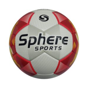 Sphere Striker Match Football Size 5 - White Red Yellow Hand-Stitched Korean PU Seam-Sealed